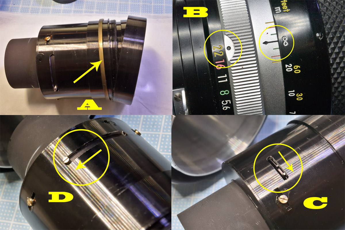 Nikkor-Q Auto 135mm F2.8副鏡筒の組み込み