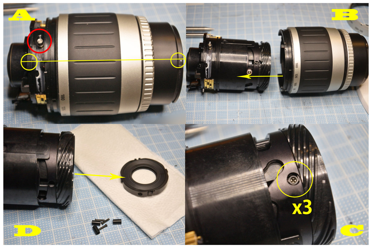 IX Nikkor 60-180mmズーム鏡筒の取り外し